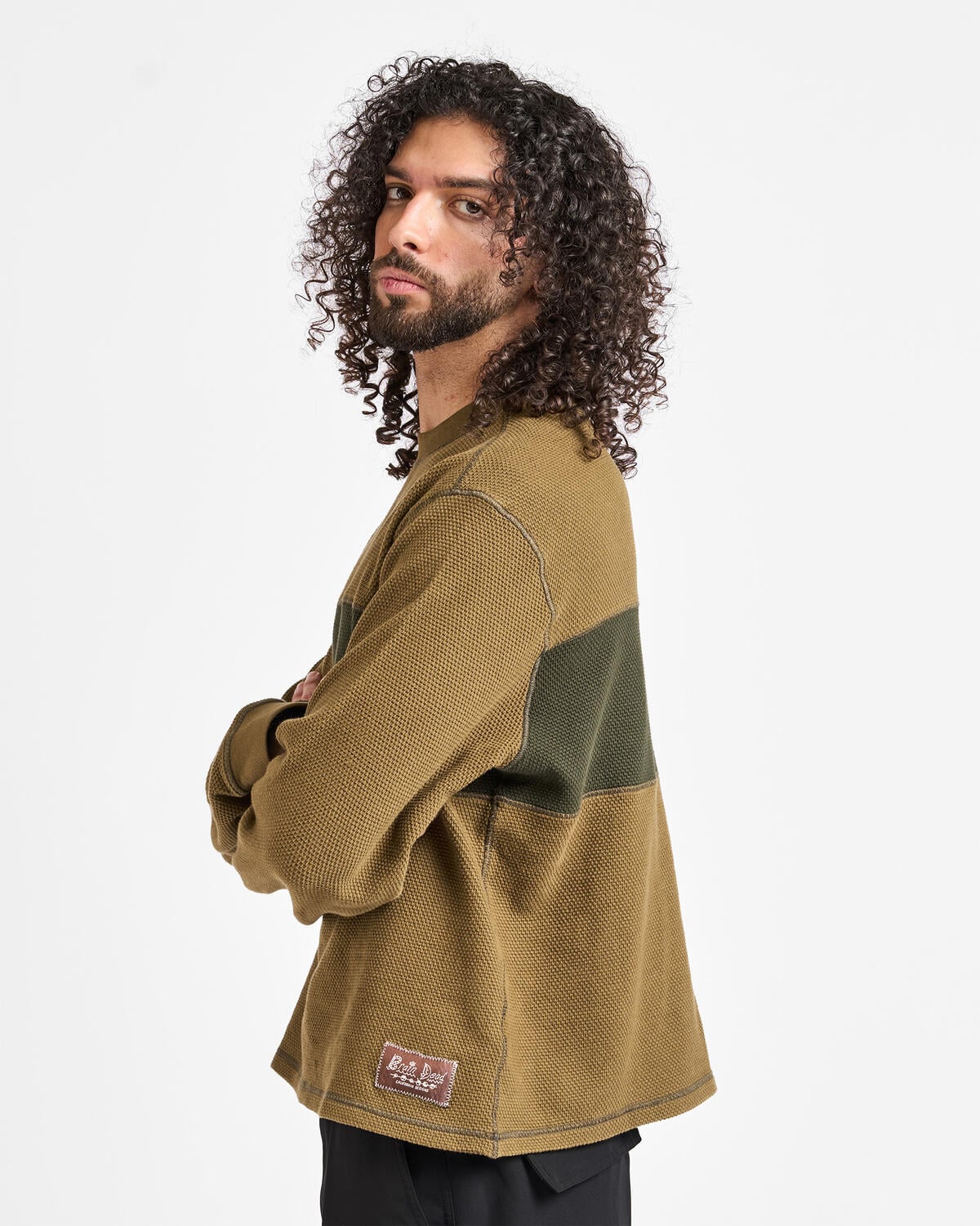Brain Dead Thermal Long Sleeve Tee | P26T01004833-oli | AFEW STORE